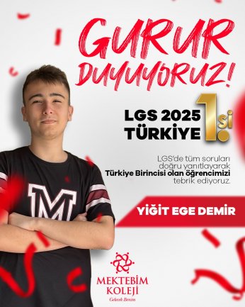 Gebze Mektebim Koleji Türkiye  birinciliğini Yiğit Ege ile tutturdu
