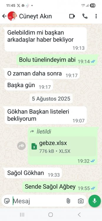 Orhan listeyi göndermiş. Akın’dan K.Çeşme’ye itiraz