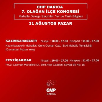 CHP Darıca’da final 60 delegeli Bağlarbaşı’nda