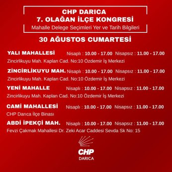 CHP Darıca’da final 60 delegeli Bağlarbaşı’nda