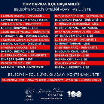 CHP Darıca’da BM adayları belli oldu