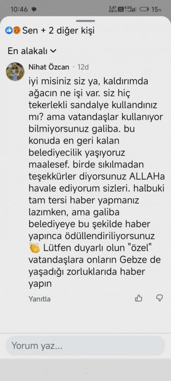 Kaldırıma ağaç diken belediye budadı diye alkışlandı