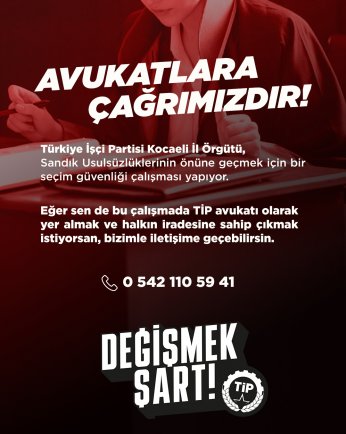 TİP’ten müşahitlik çağrısı