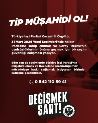 TİP’ten müşahitlik çağrısı