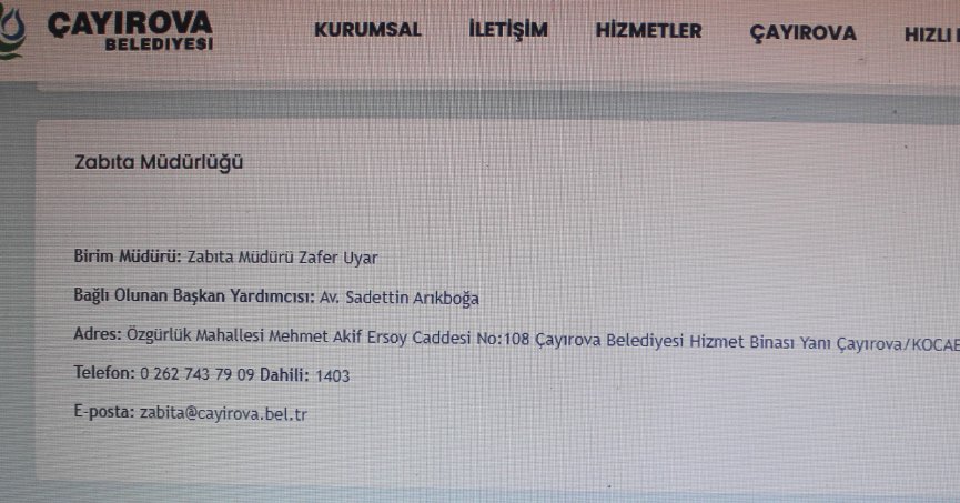 Çayırova’da Zabıta Müdürü görevden alındı